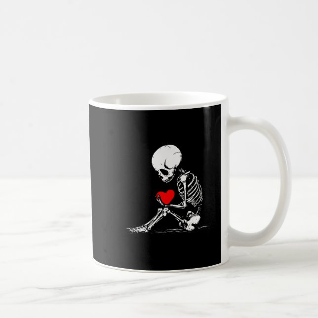 Skeleton Heart Valentines Emo Gothic Minimalist Ck Kaffeetasse (Rechts)