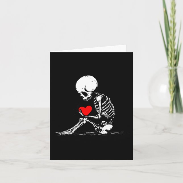 Skeleton Heart Valentines Emo Gothic Minimalist Ck Karte (Vorderseite)