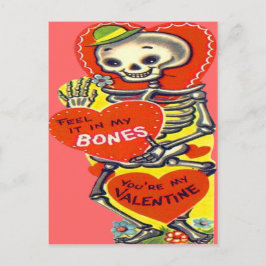 Skeleton Herz-Halloween Vintager Valentine Feiertagspostkarte
