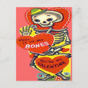 Skeleton Herz-Halloween Vintager Valentine Feiertagspostkarte