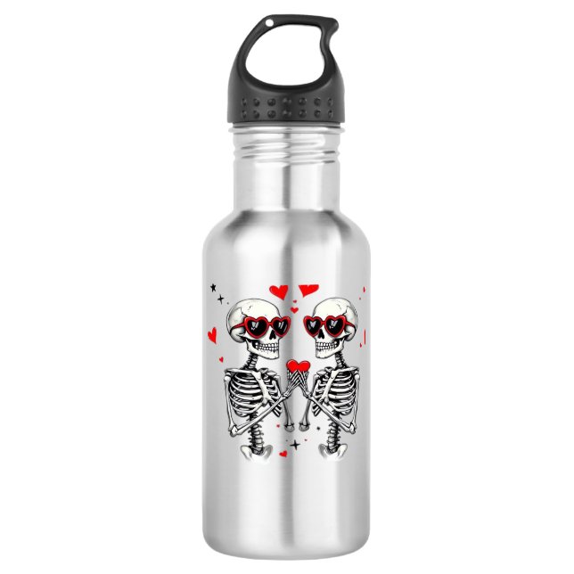 Skeleton Herz Hände für Trends Edelstahlflasche (Vorderseite)