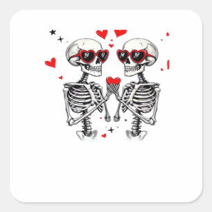 Skeleton Herz Hände für Trends Quadratischer Aufkleber