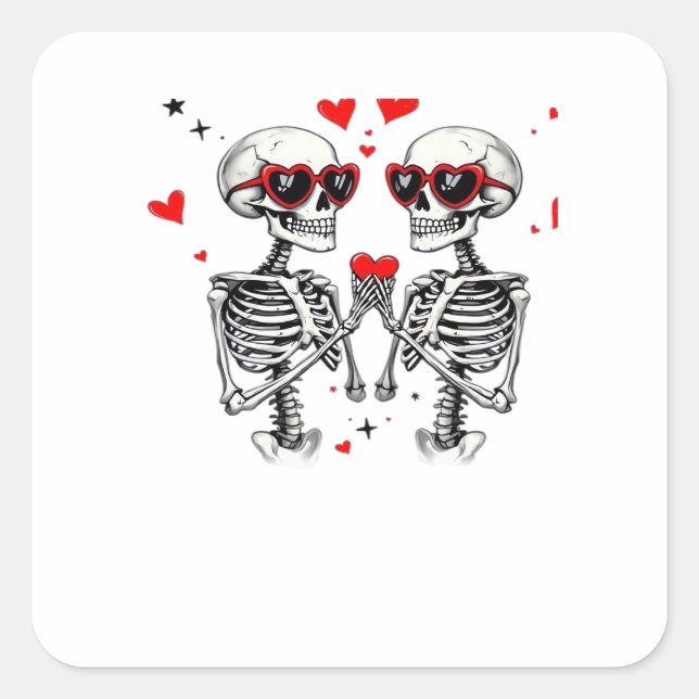 Skeleton Herz Hände für Trends Quadratischer Aufkleber (Vorderseite)