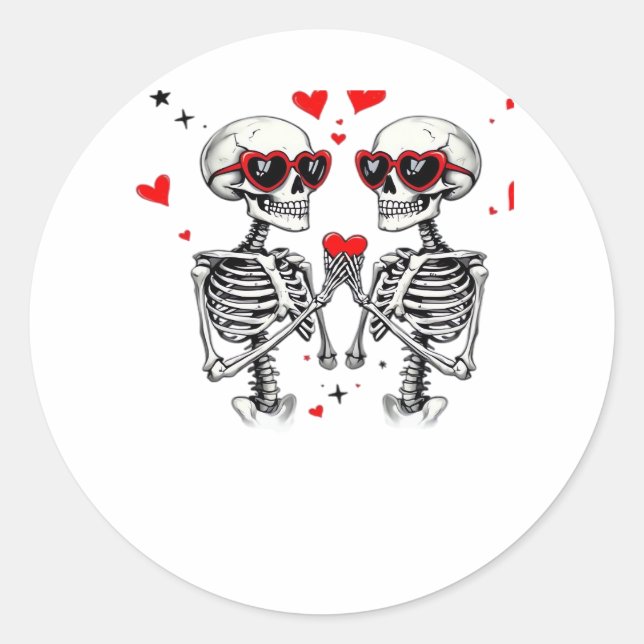 Skeleton Herz Hände für Trends Runder Aufkleber (Vorderseite)