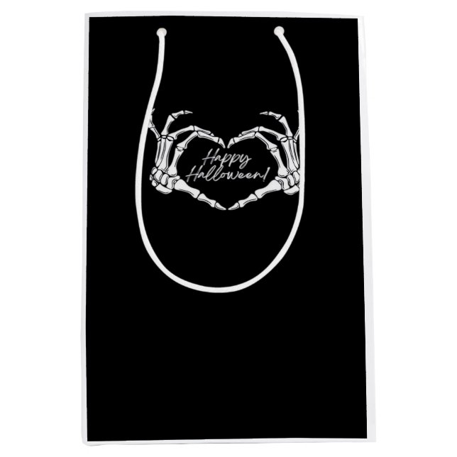 Skeleton Herz Hände, glückliches Halloween Skelett Mittlere Geschenktüte (Vorderseite)