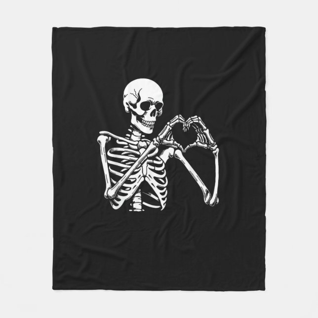 Skeleton Herz Hände unterzeichnen Halloween Kostüm Fleecedecke (Vorderseite)