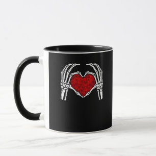 Skeleton Herz Hände unterzeichnen Valentinstag Nie Tasse