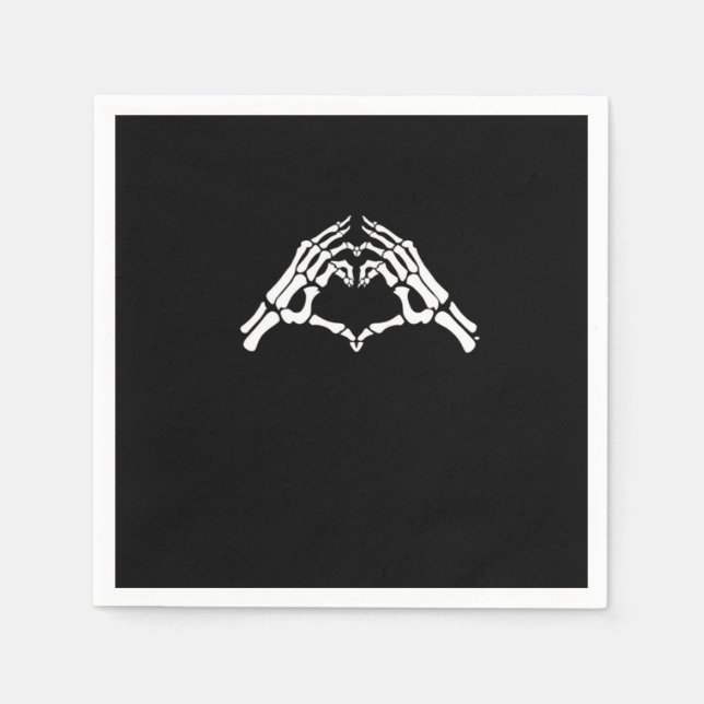 Skeleton Herz und Hände unterzeichnen Serviette (Vorderseite)