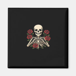 Skeleton Herzhandschuhe mit Rote Rosen - Romantisc Magnet