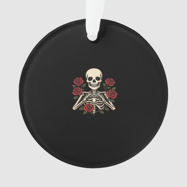 Skeleton Herzhandschuhe mit Rote Rosen - Romantisc Ornament (Vorderseite)