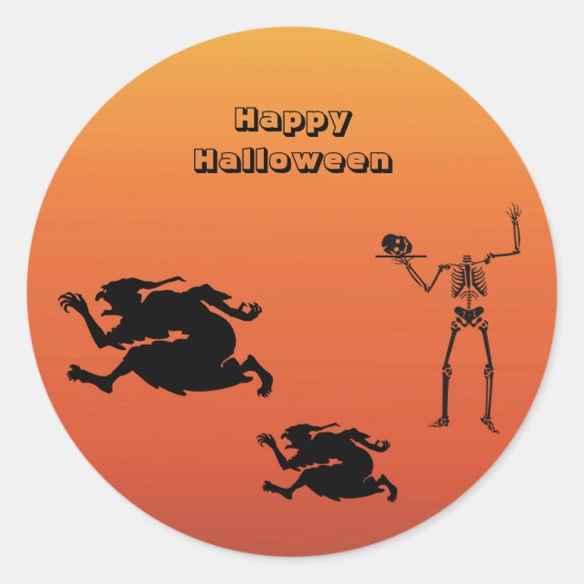 Skeleton Hexenmeister Classic Round Sticker (Vorderseite)