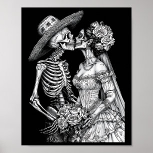 Skeleton Hochzeit Braut und Groom Day Toten Hallow Poster