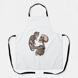 Skeleton Holding a Cat Lazy Halloween Kostüm Skul Schürze