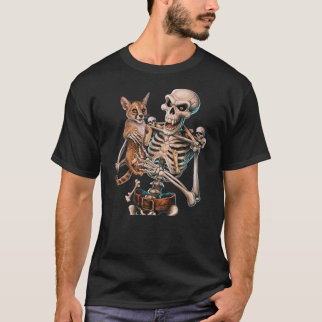 Skeleton Holding A Cat Skull Kitty Halloween Men W T-Shirt (Vorderseite)