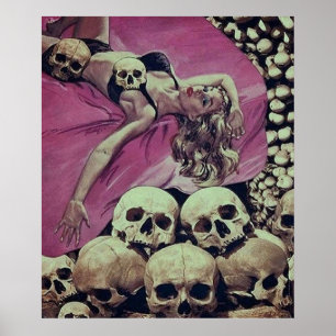 SKELETON HORROR RETRO VINTAGER POP POSTER
