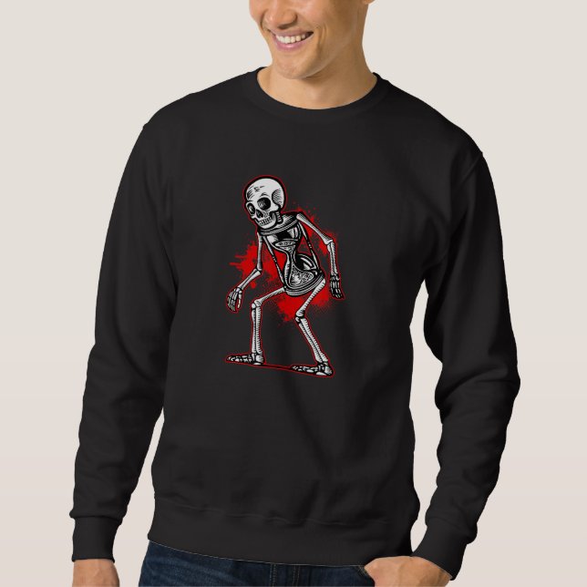 Skeleton Hourglass Sad Ästhetik Edgy Streetwear Sweatshirt (Vorderseite)