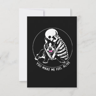 SKELETON HUG BOSTON TERRIER, SIE MACHEN MICH LEBEN RSVP KARTE
