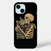 Skeleton Hugging Cat – Cute Gothic Cat Lover Gift