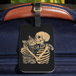 Skeleton Hugging Cat – Cute Gothic Cat Lover Gift Gepäckanhänger