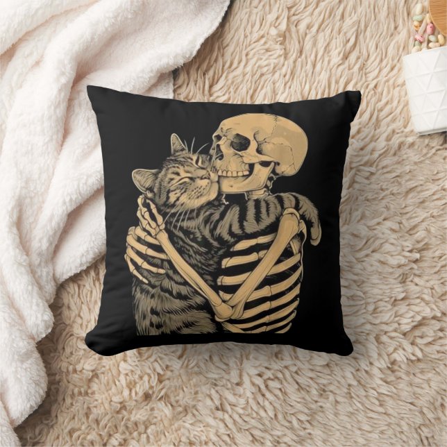  Skeleton Hugging Cat – Cute Gothic Cat Lover Gift Kissen (Decke)
