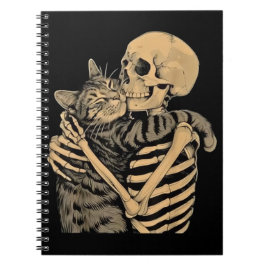 Skeleton Hugging Cat – Cute Gothic Cat Lover Gift Notizblock