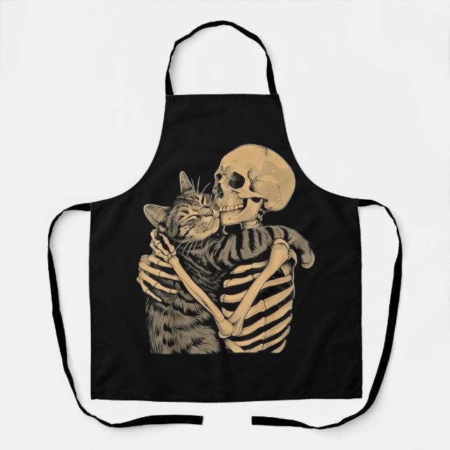  Skeleton Hugging Cat – Cute Gothic Cat Lover Gift Schürze (Vorderseite)