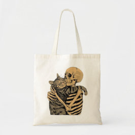 Skeleton Hugging Cat – Cute Gothic Cat Lover Gift Tragetasche