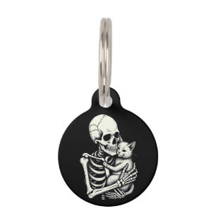 Skeleton Hugging Cat Funny Halloween Cat Lover Haustiermarke