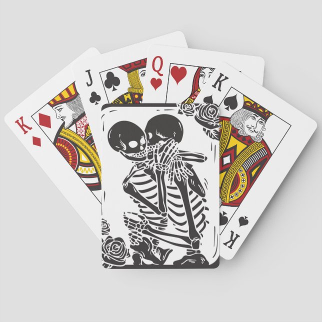 Skeleton Hugging Couple auf einem Set von Spielkarten (Rückseite)