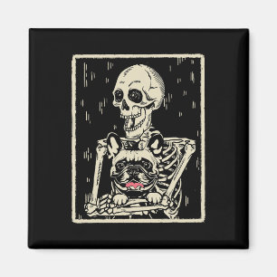 Skeleton Hugs French Bulldog Halloween Dog Lover Magnet