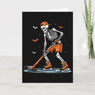 Skeleton Ice Hockey Halloween Boys Funny Halloween Karte
