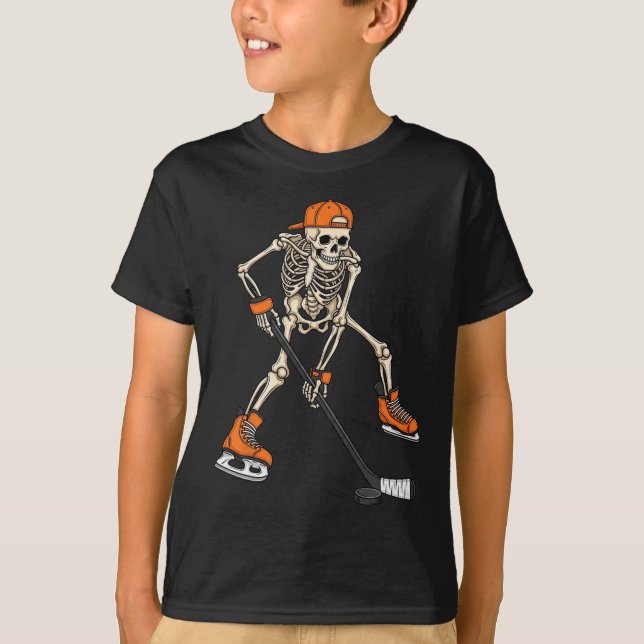 Skeleton Ice Hockey Halloween Costume Gift For Men T-Shirt (Vorderseite)