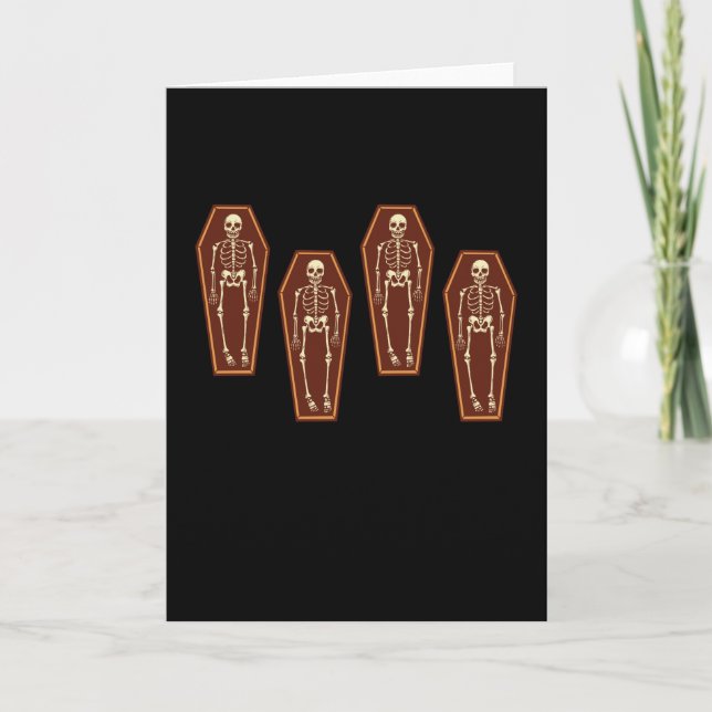 Skeleton In Coffin Coffins Halloween Karte (Vorderseite)