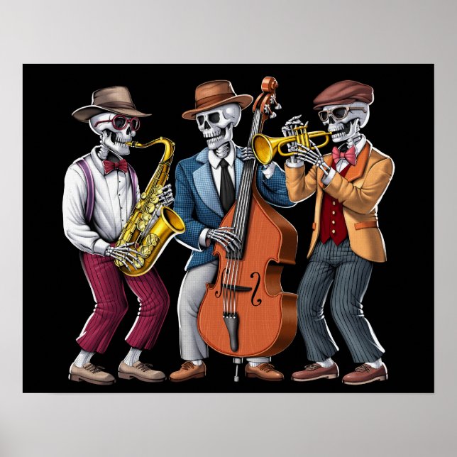Skeleton Jazz Musicians Poster (Vorne)