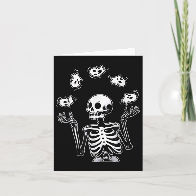 Skeleton Juggling Ghosts Funny Halloween-Kostüm Karte (Vorderseite)