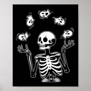 Skeleton Juggling Ghosts Funny Halloween-Kostüm Poster