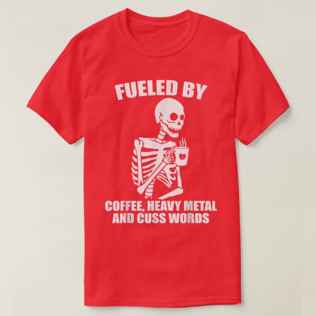 Skeleton Kaffee Heavy Metal Cuss Word Kaffee Lover T-Shirt (Design vorne)