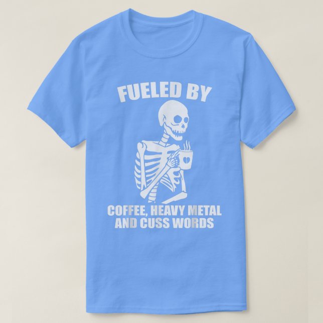 Skeleton Kaffee Heavy Metal Cuss Word Kaffee Lover T-Shirt (Design vorne)