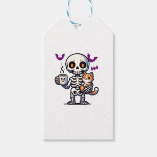 Skeleton Katze und Kaffee spooky Vater und Mutter Geschenkanhänger