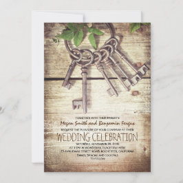 Skeleton Keys Rustikale Hochzeitseinladungen Einladung