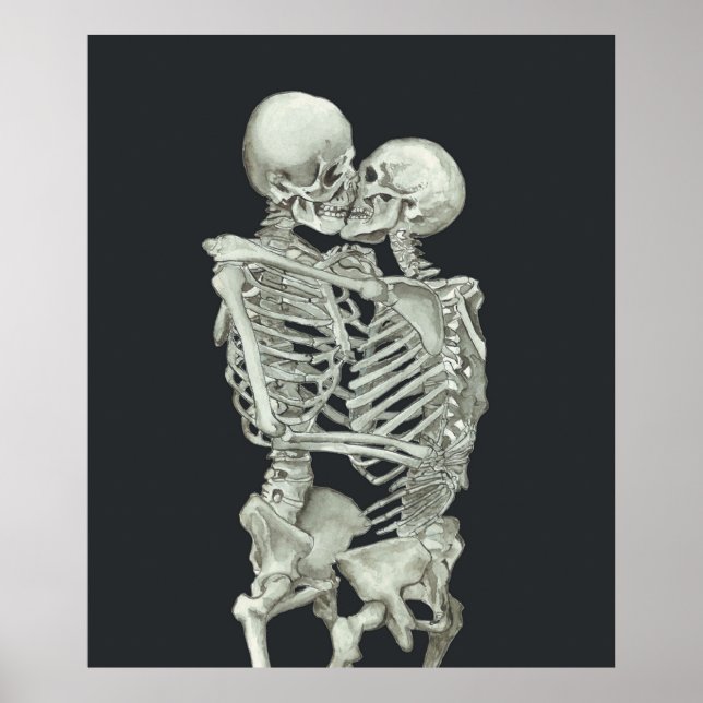 Skeleton Kiss Immortal Liebe Anatomische Liebe Val Poster (Vorne)