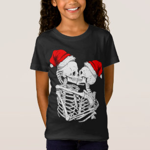 Skeleton Kissing Christmas Pajama Cool Skull Bones T-Shirt