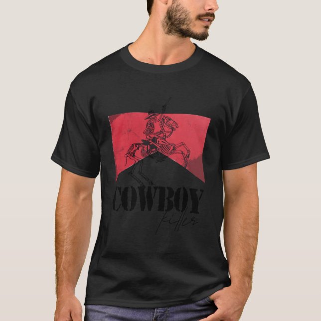 Skeleton Kuh Er Howdy Western Landkuh T-Shirt (Vorderseite)
