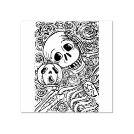 SKELETON & KÜRBISLATERNE, HALLOWEEN RUBBER-BRIEFMA GUMMISTEMPEL