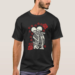 Skeleton Küssen Liebt Paar umarmende Skulls Aest T-Shirt