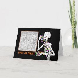 Skeleton Leckereien Halloweens (Fotorahmen) Karte