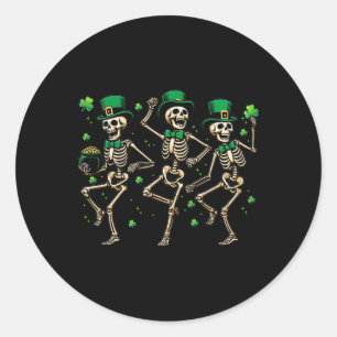 Skeleton Leperchaun Funny Skeletto Tanz St Patr Runder Aufkleber