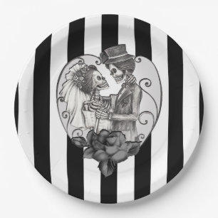 Skeleton Liebe Ehetanz Gotische Hochzeit Pappteller
