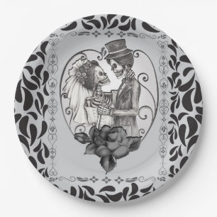 Skeleton Liebe Ehetanz Gotische Hochzeit Pappteller