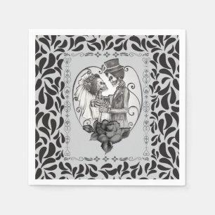 Skeleton Liebe Ehetanz Gotische Hochzeit Serviette